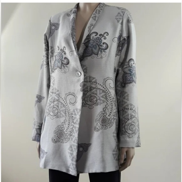 Peck & Peck Oversized Longline Boho Paisley Blazer Lavender Purple - Picture 1 of 8